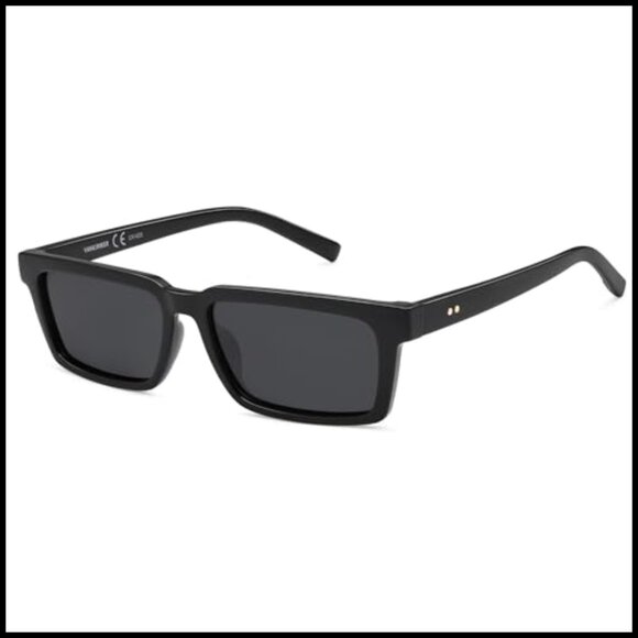Retro Rectangular Polarized Sunglasses Plastic Frame Grey Lenses main image 6